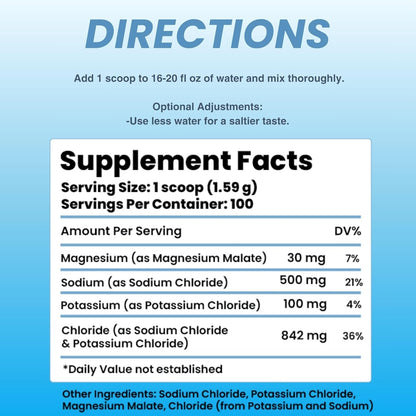 Unflavored Electrolytes - 100 Servings - Unflavored Electrolytes Powder - Unsweetened Electrolytes - Flavorless Electrolytes - Zero Carbs - Sugar Free - Zero Calories