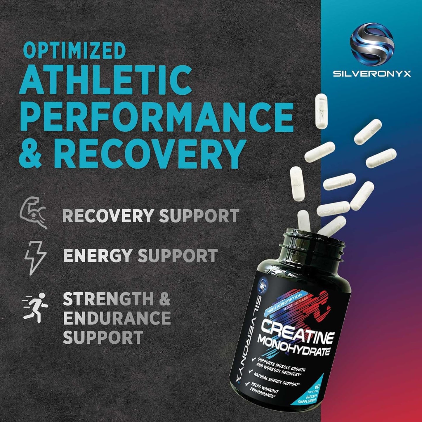 Creatine Monohydrate 3000mg per Serving - Micronized Formula for Enhanced Strength and Endurance - Supports Lean Muscle and Energy - All-Natural, Non-GMO Supplement - 60 Capsules Made in the USA