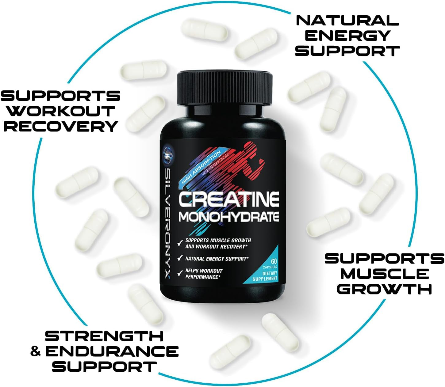Creatine Monohydrate 3000mg per Serving - Micronized Formula for Enhanced Strength and Endurance - Supports Lean Muscle and Energy - All-Natural, Non-GMO Supplement - 60 Capsules Made in the USA