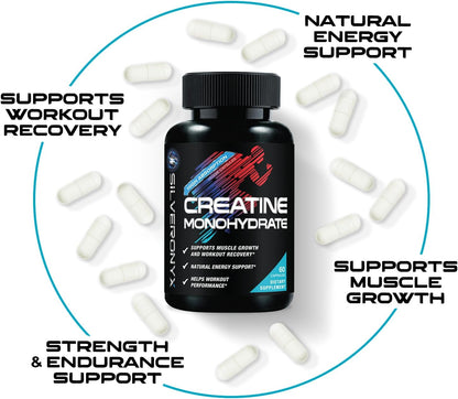 Creatine Monohydrate 3000mg per Serving - Micronized Formula for Enhanced Strength and Endurance - Supports Lean Muscle and Energy - All-Natural, Non-GMO Supplement - 60 Capsules Made in the USA